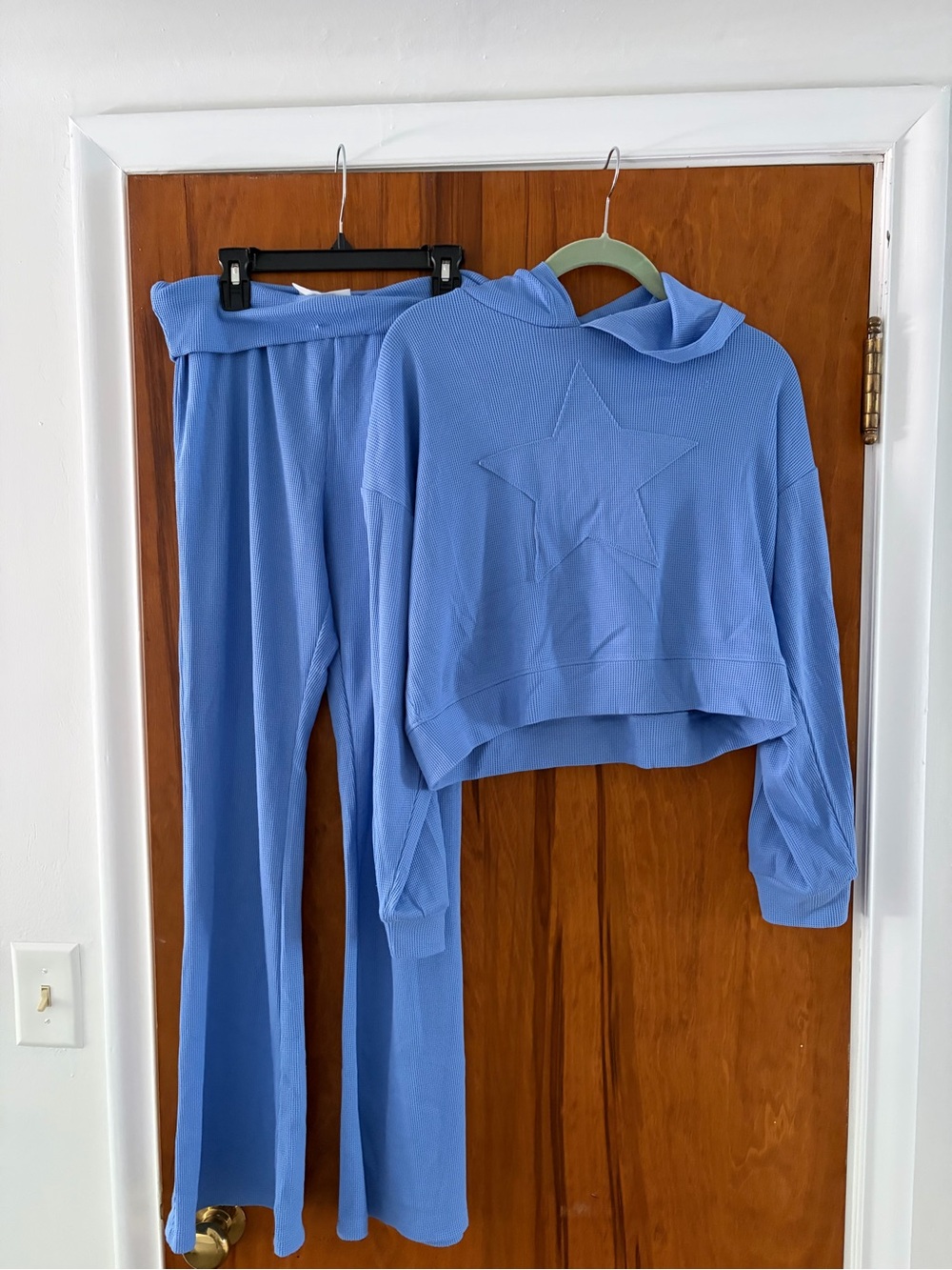 No Boundaries Light Blue Knit Hooded Lounge Set
